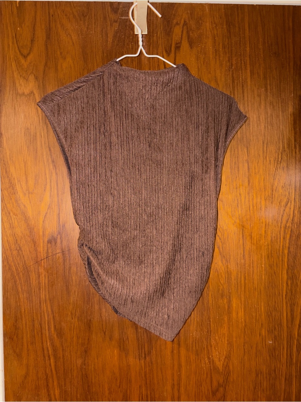 Ribbed Brown Asymmetric Top